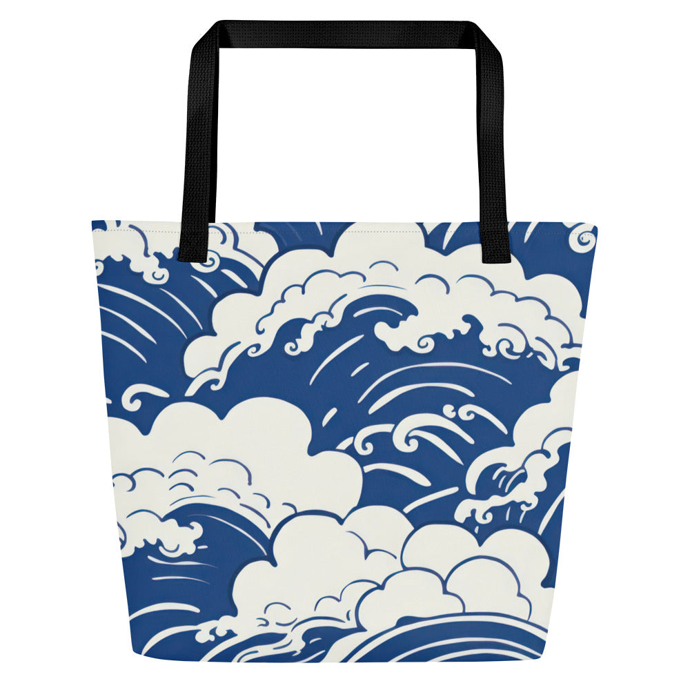 Waves Large Tote Bag W/ Inside Pocket