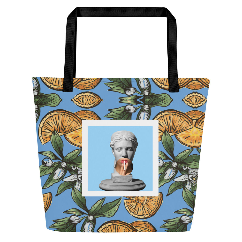 Citrus & Cigarettes Large Tote Bag W/ Inside Pocket