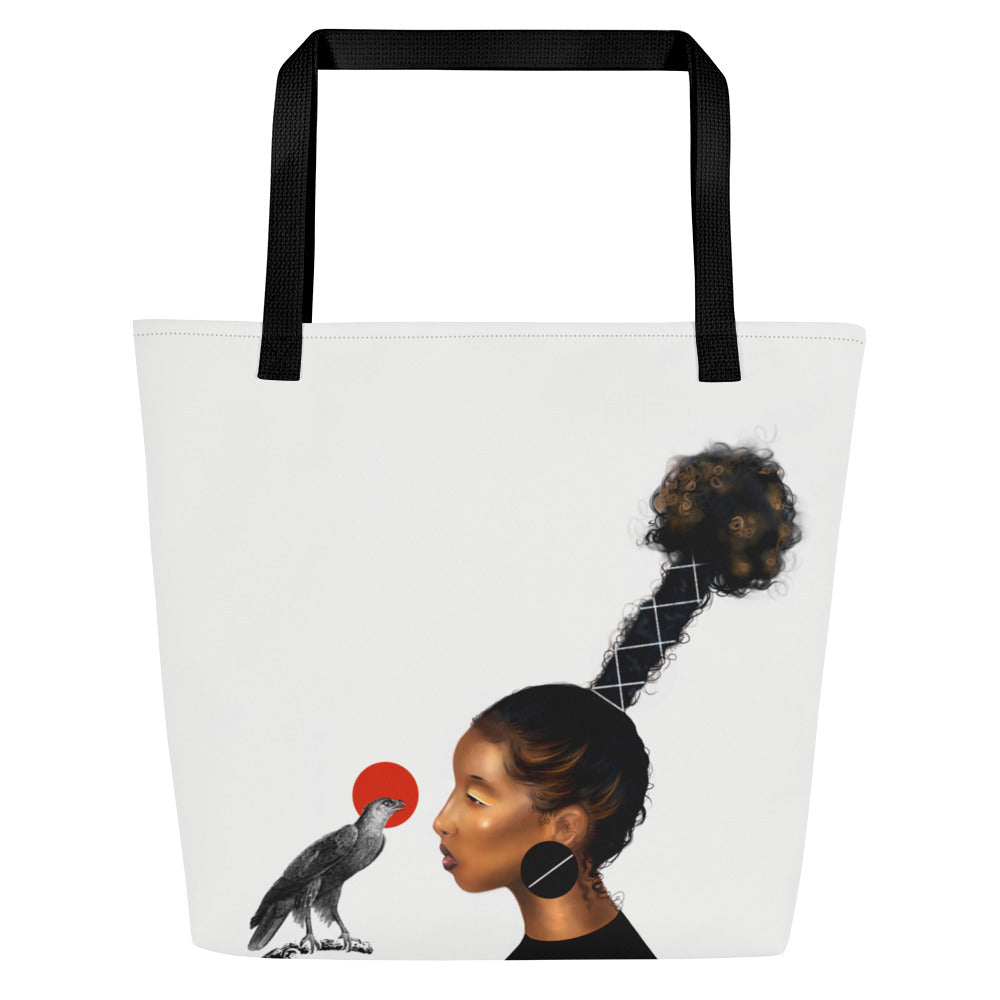 Oshun And The Falcon Large Tote Bag W/ Inside Pocket