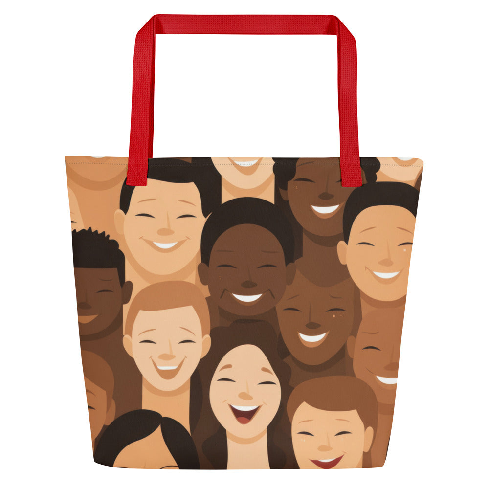 Happy Faces Large Tote Bag W/ Inside Pocket