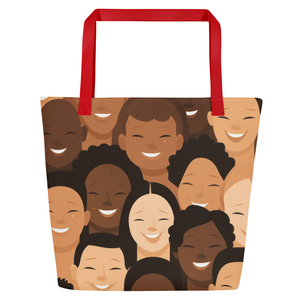 Happy Faces Large Tote Bag W/ Inside Pocket