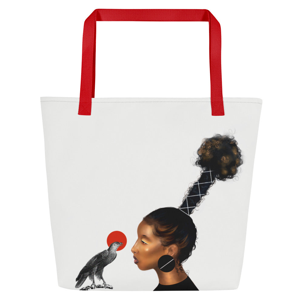 Oshun And The Falcon Large Tote Bag W/ Inside Pocket