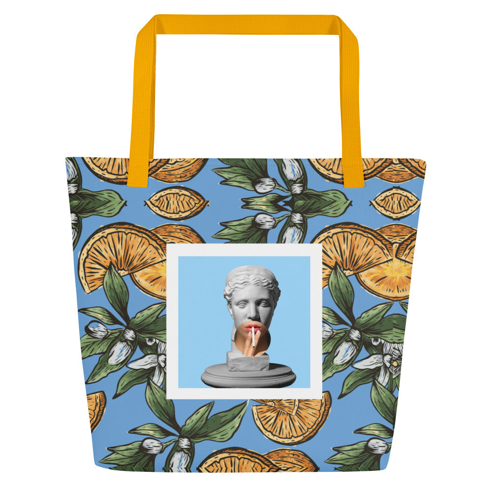 Citrus & Cigarettes Large Tote Bag W/ Inside Pocket