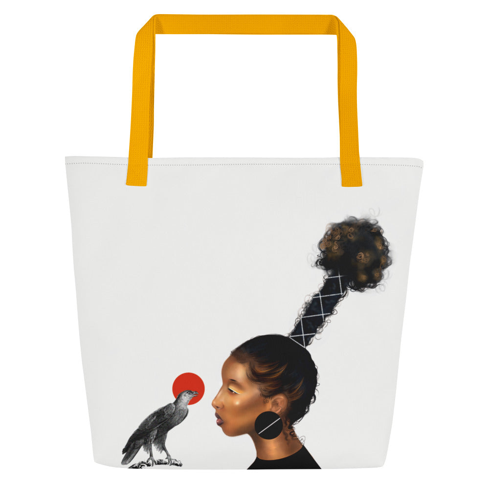 Oshun And The Falcon Large Tote Bag W/ Inside Pocket